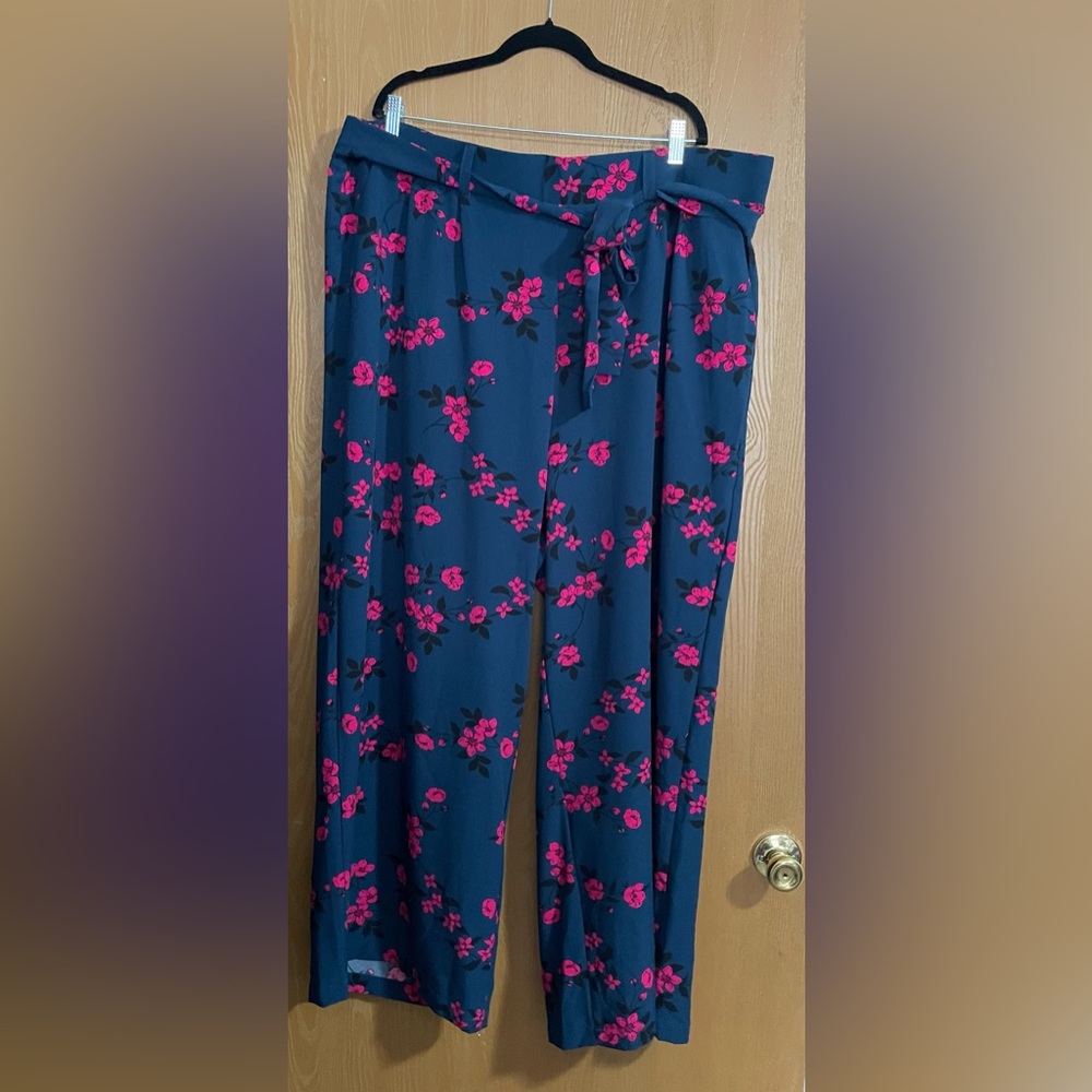 Floral Women's Pants in Blue and Pink plus size 4X